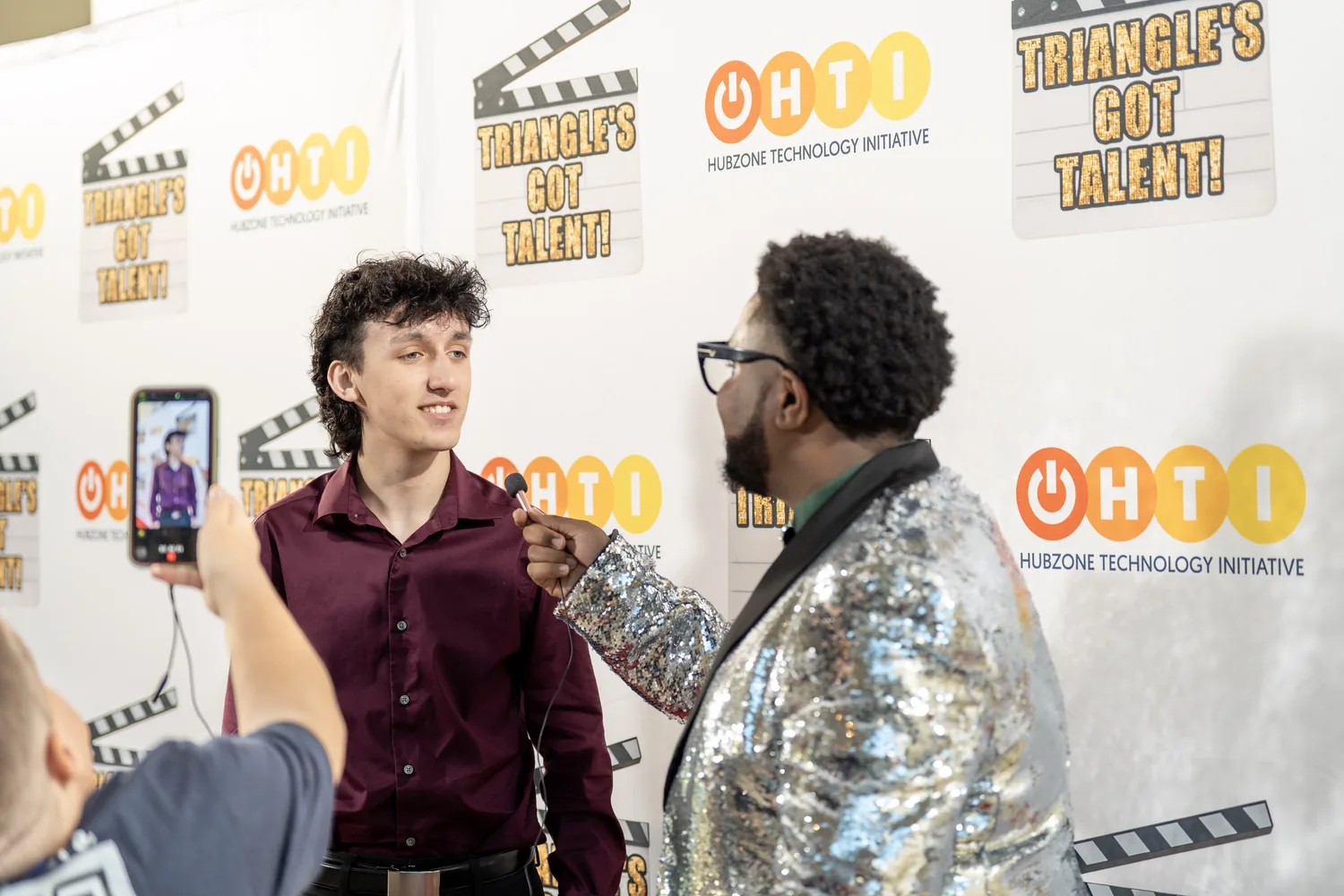 Carson Ohrel being interviewed after Triangle's Got Talent.